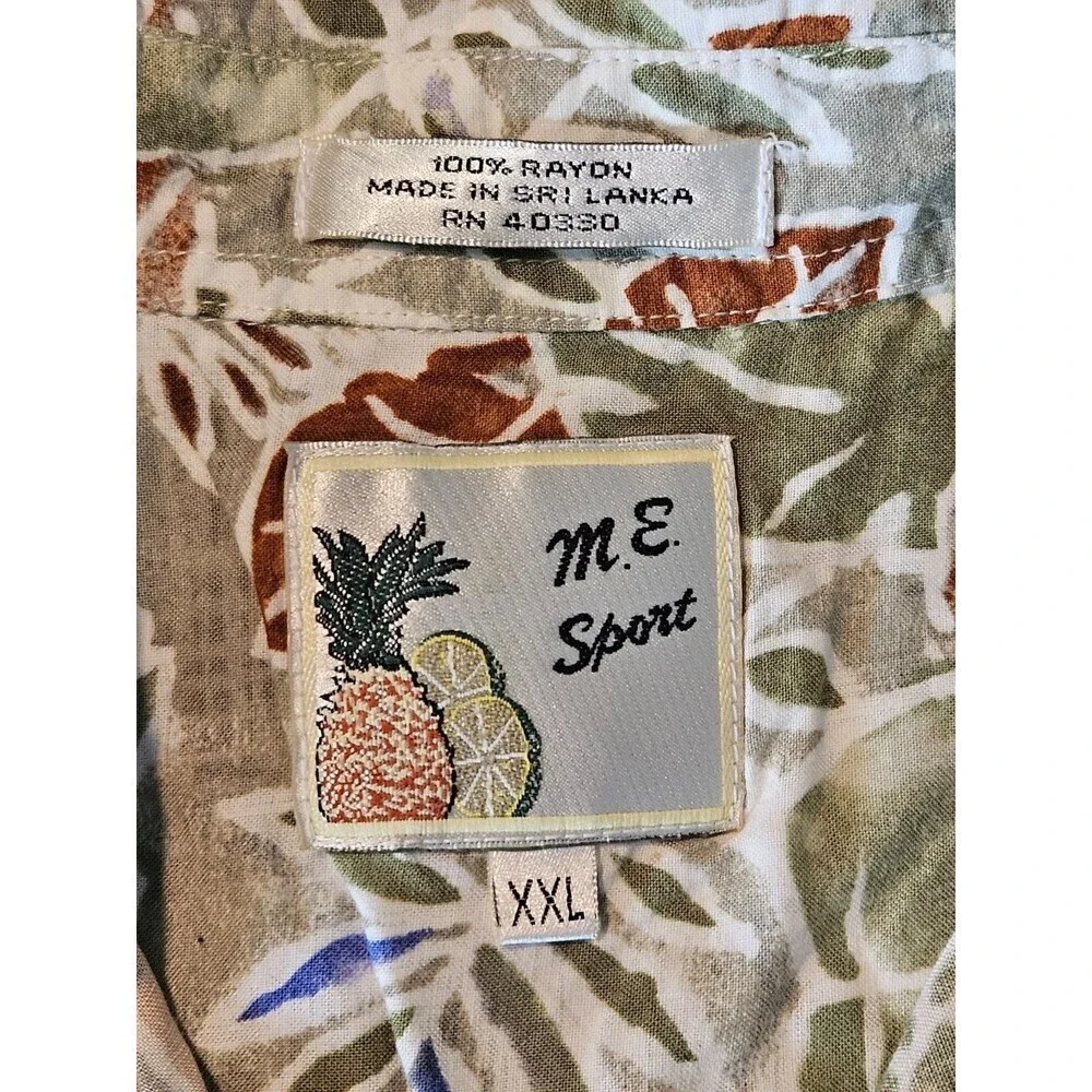 M.E Sport Hawaiian Shirt Mens XXL Palm LeavesCasual short sleeve buttons pocket